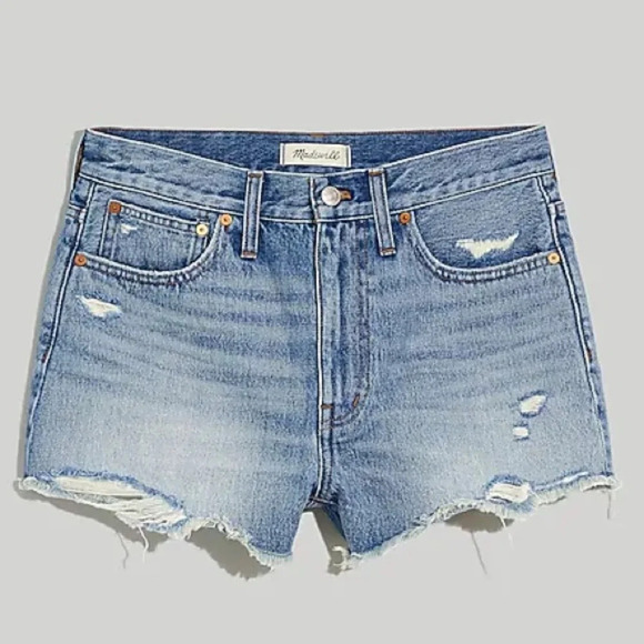 Madewell Shorts Relaxed Denim Light Wash Raw Hem Size 30 - Picture 1 of 6